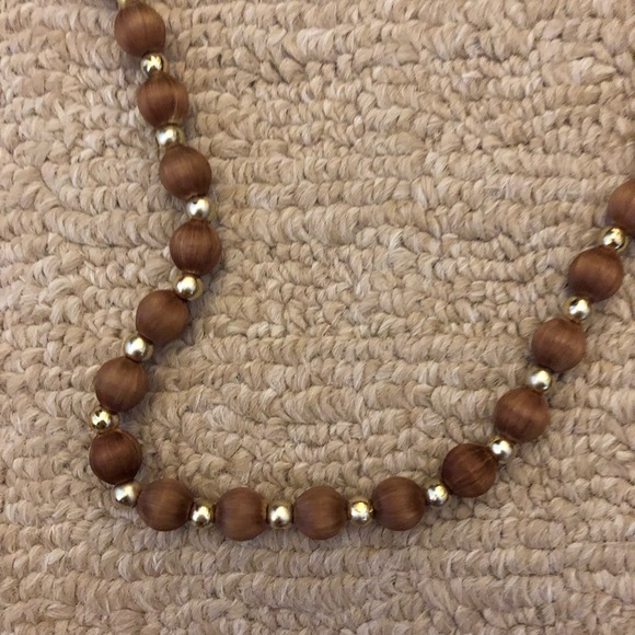 Vintage brown silk & gold bead pullover necklace - Picture 2 of 5